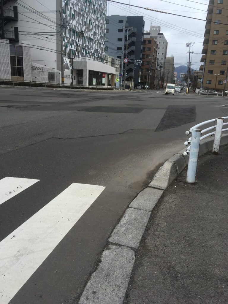 函館市の路面電車の路線風景